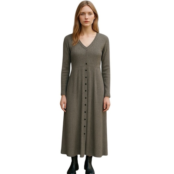 VTG Clues Collections Y2K Grunge Hippie Maxi Empire Waist Button Front Dress  XL - Picture 2 of 9